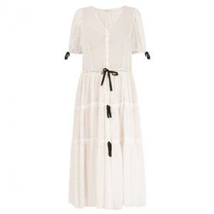 LoveShackFancy Sheer Tiered Dotted Dress